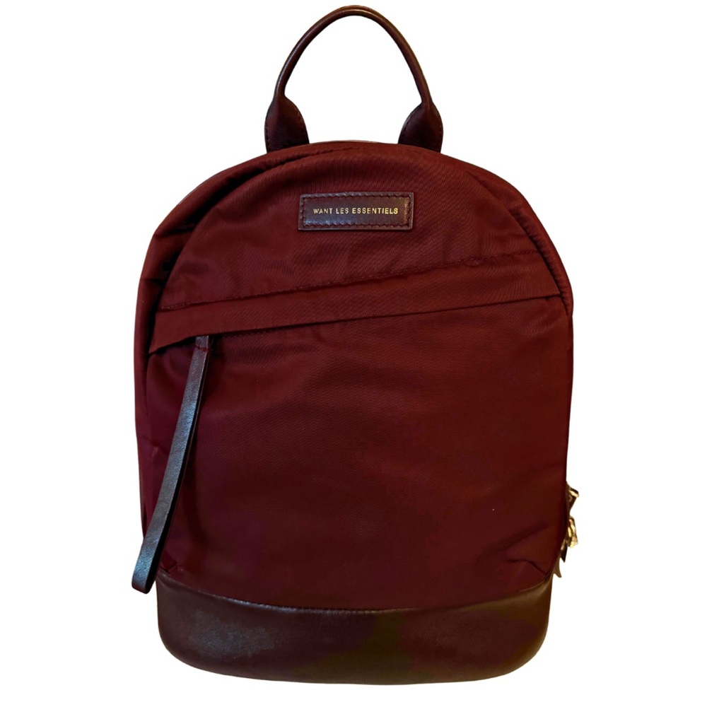 WANT Les Essentiels Piper Backpack Burgundy Nylon Leather Laptop Bag